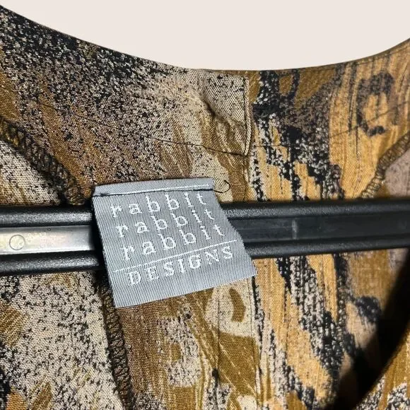 🐆 VTG 80s RABBIT RABBIT RABBIT DESIGNS ANIMAL CHEETAH PRINT DRAPE FRONT DRESS - Picture 12 of 12